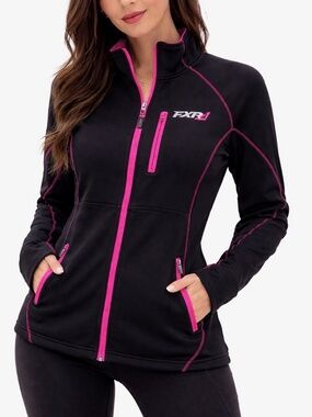 FXR Racing Softshell Jacket Womens Size 10 Black Pink Spring Lightweight